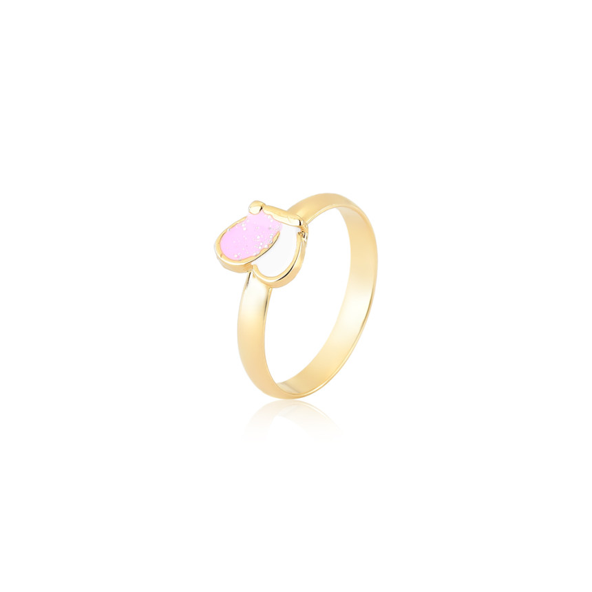 Anel Infantil Borboletinha Resina Colorida Folheado a Ouro 18k