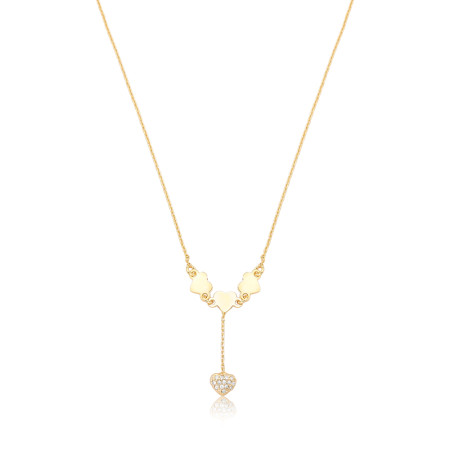 Gargantilha Infantil Canga Corações c/ Gravatinha Folheada a Ouro 18k