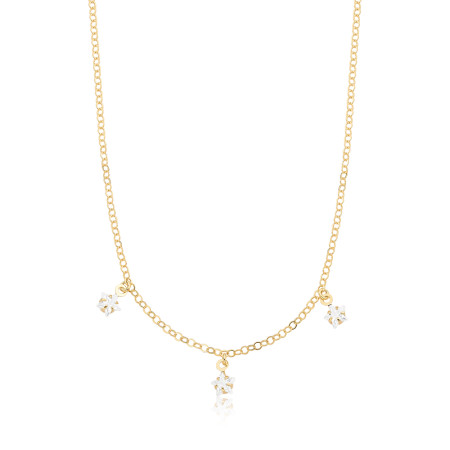 Gargantilha Infantil Cartierzinha Trio Zircônia Estrela Folheada a Ouro 18k