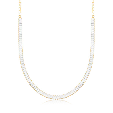 Choker Riviera Baguete (4,5mm) 30cm + Extensor Folheada a Ouro 18k