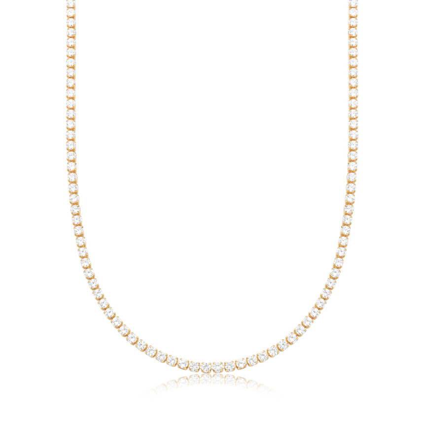 Choker Riviera Zircônia Redonda (2,5mm) 30cm + Extensor Folheada a Ouro 18k