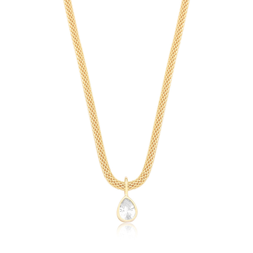 Corrente Aramada c/ Zircônia Gota Embutida Folheada a Ouro 18k