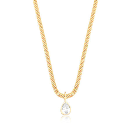 Corrente Aramada c/ Zircônia Gota Embutida Folheada a Ouro 18k