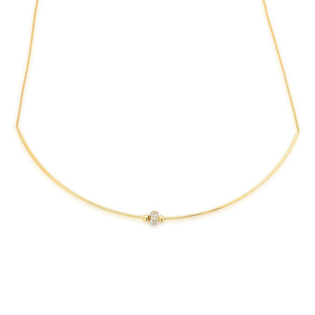 Aro c/ Veneziana e Separador Cravejado Folheada a Ouro 18k