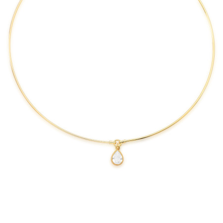 Aro Fio Redondo c/ Pingente Ponto Luz Gota Folheada a Ouro 18k