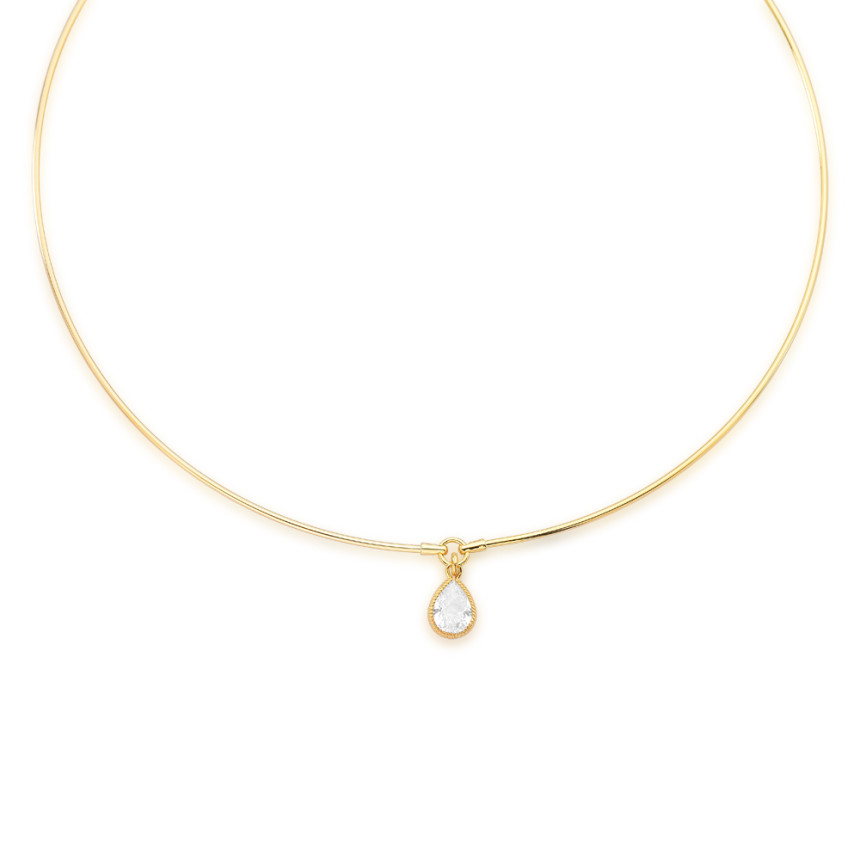 Aro Fio Redondo c/ Pingente Ponto Luz Gota Folheada a Ouro 18k