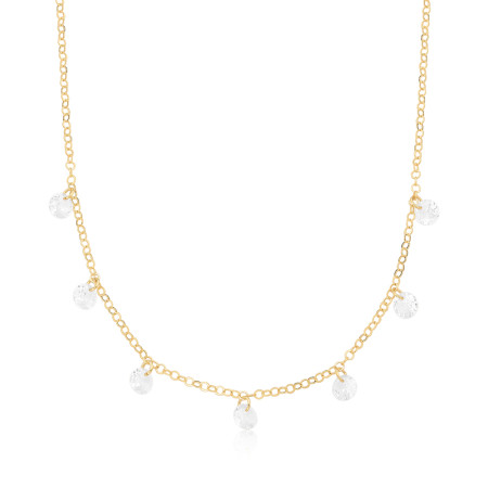 Choker Portuguesinha c/ Sete Ponto Luz Redondo Folheado a Ouro 18k 