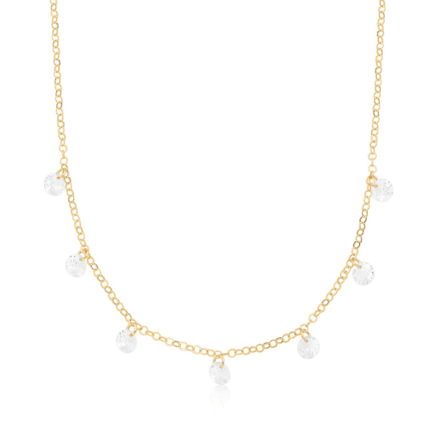 Choker Portuguesinha c/ Sete Ponto Luz Redondo Folheado a Ouro 18k 