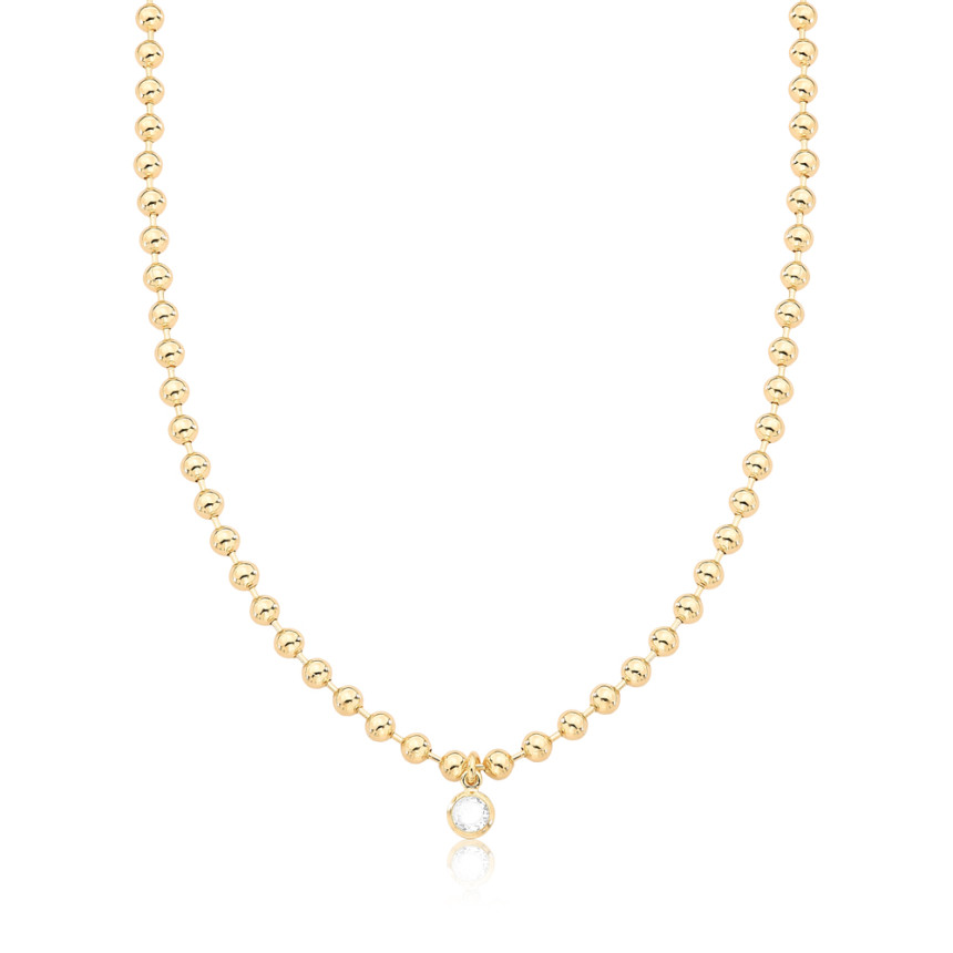 Choker Esferas c/ Ponto Luz Redondo Folheado a Ouro 18k 