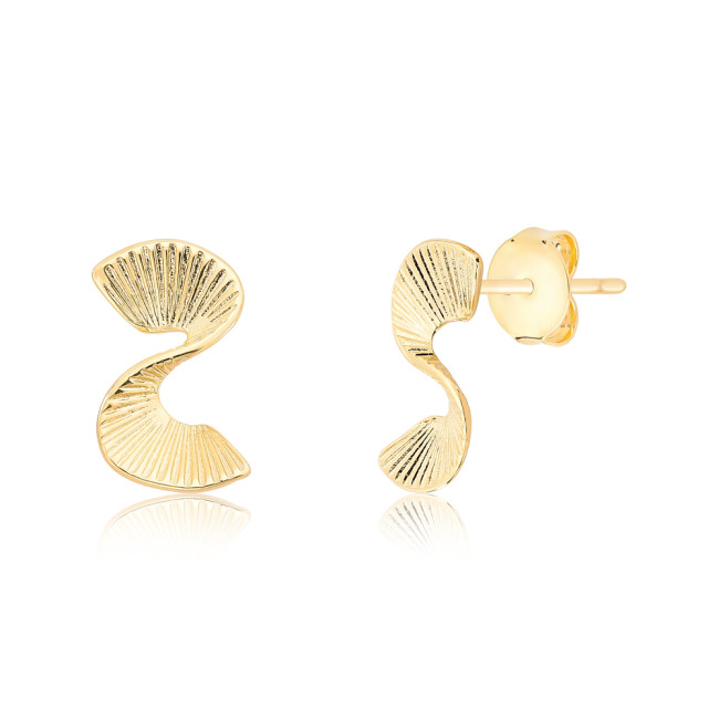 Brinco Fixo "S" Trabalhado Folheado a Ouro 18k