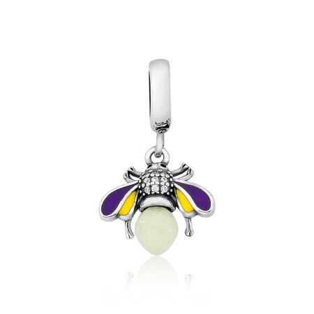 Berloque Prata c/ Ródio You Argola Vaga Lume Resina Colorida c/ Lâmpada