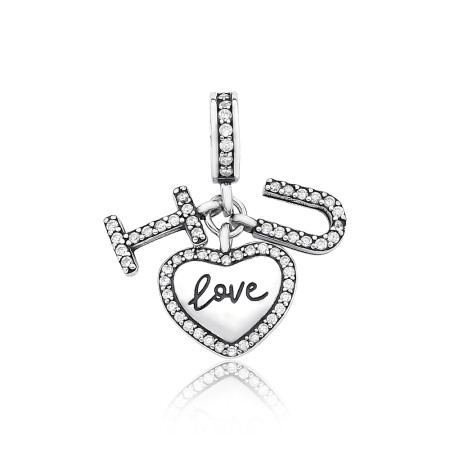 Berloque Prata c/ Ródio You Argola Cravejada "I Love You"