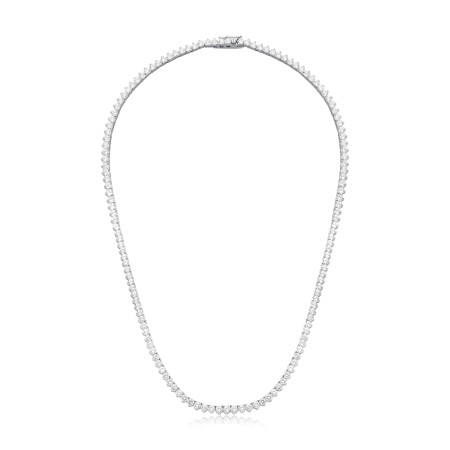 Choker Prata c/ Ródio Zircônia Riviera Redonda (3mm) Fecho Gaveta 42cm