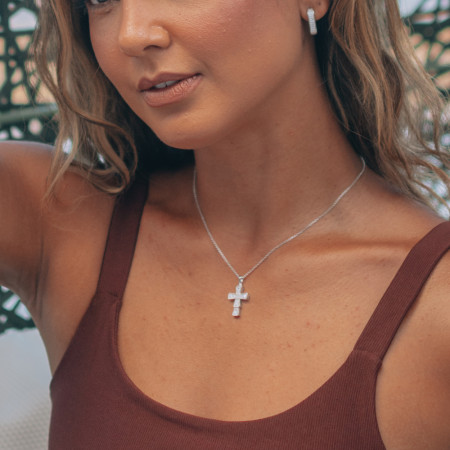 Gargantilha Prata c/ Ródio Cartierzinha Cruz Cravejada