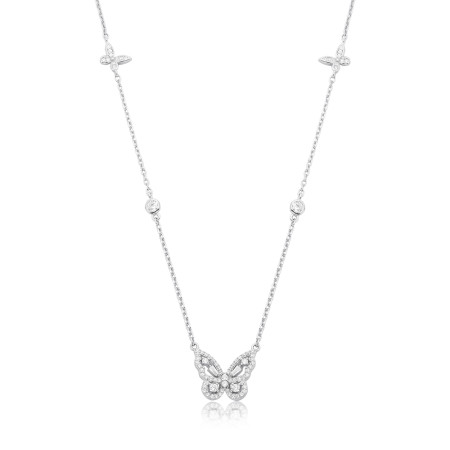 Gargantilha Prata c/ Ródio Cartierzinha Borboletas Cravejadas