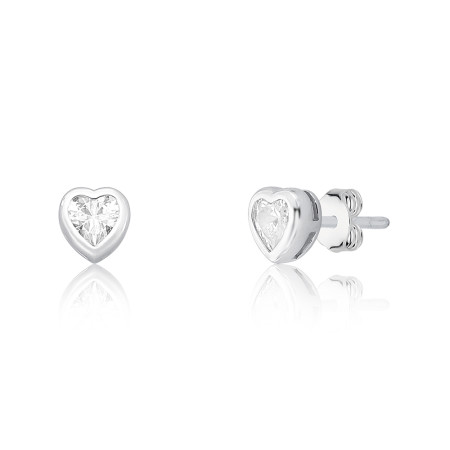 Conjunto Prata c/ Ródio Ponto Luz Coração Embutido 6mm