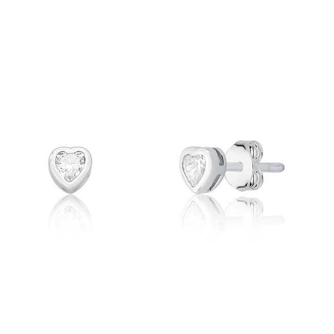 Conjunto Prata c/ Ródio Ponto Luz Coração Embutido 5mm