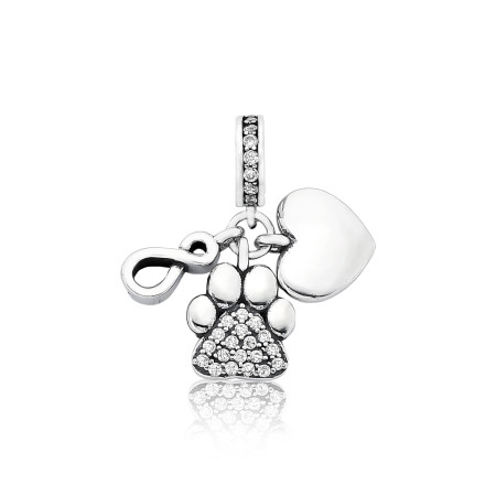 Berloque Prata c/ Ródio You Argola Patinha / Coração / Infinito