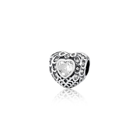 Berloque Prata c/ Rodio You Separador Coração Envelhecido 