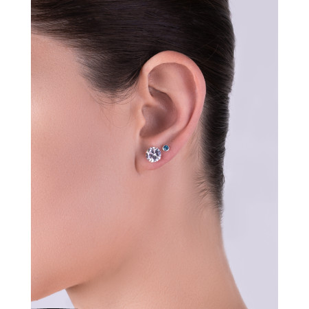 Brinco de Prata Fixo Zircônia Redondo 8mm