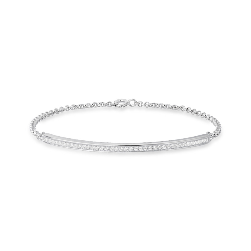 Pulseira Prata Portuguesa c/ Arco Rígido Cravejado 
