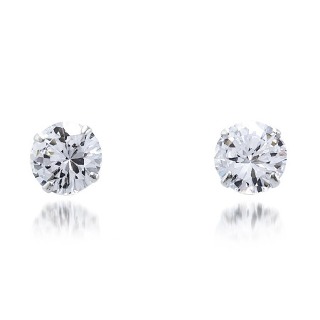 Brinco de Prata Fixo Zircônia Redonda 10mm