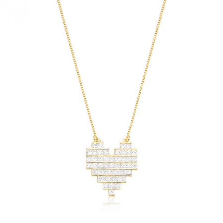 Gargantilha Veneziana Coração Tijolinho  Folheada a Ouro 18k