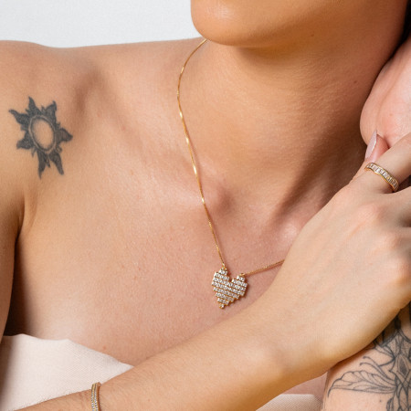 Gargantilha Veneziana Coração Tijolinho  Folheada a Ouro 18k