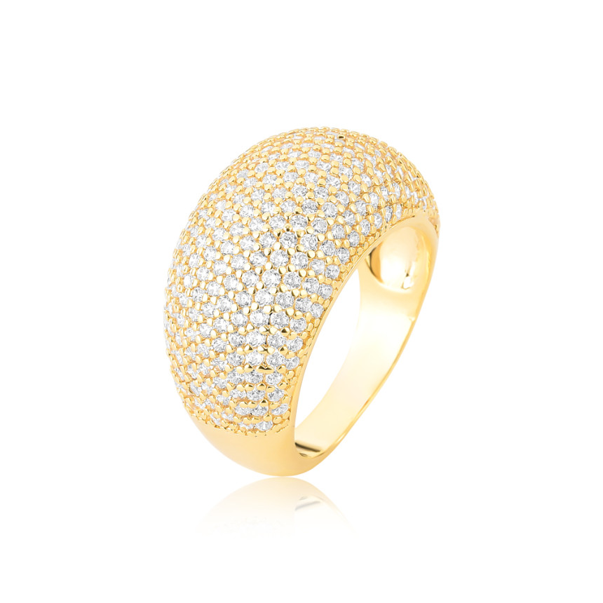 Anel Bananinha Treze Fileiras Cravejadas Folheado a Ouro 18k