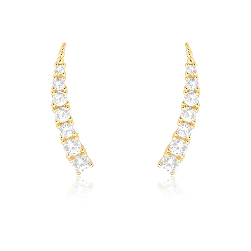 Brinco Ear Cuff Sete Zircônias Decrescentes Folheado a Ouro 18k