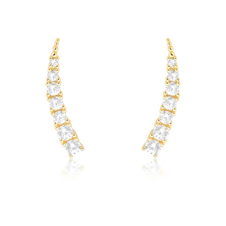 Brinco Ear Cuff Sete Zircônias Decrescentes Folheado a Ouro 18k