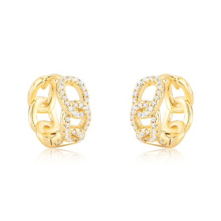 Argola Click Grumet Cravejada 14mm Folheada a Ouro 18k