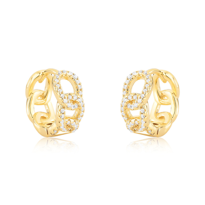 Argola Click Grumet Cravejada 14mm Folheada a Ouro 18k
