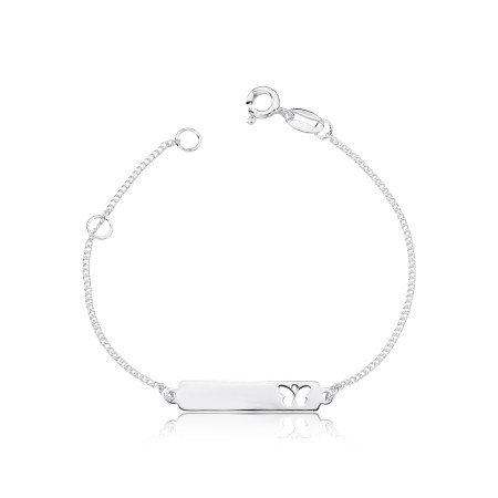 Pulseira Prata Infantil Plaquinha c/ Borboleta Vazada