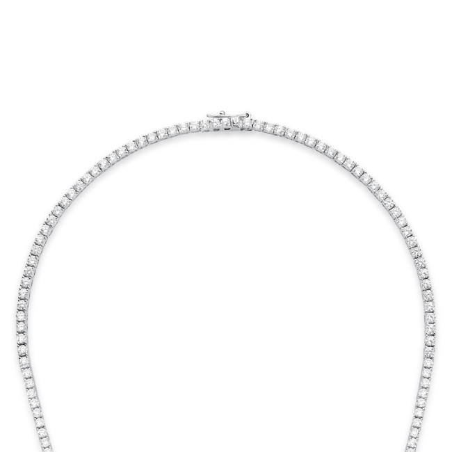 Choker Prata c/ Ródio Zircônia Riviera Redonda Fecho Gaveta 42cm (2,5mm)