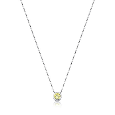 Gargantilha Prata c/ Ródio Veneziana c/ Ponto Luz Zircônia Citrino Embutido