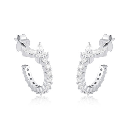 Argola Prata c/ Ródio Cravejada c/ Borboleta  c/ Tarraxa 15mm