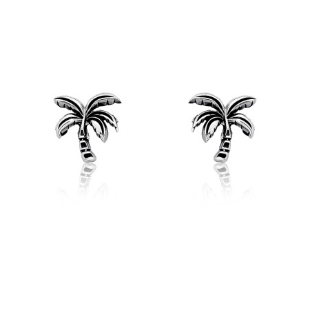 Brinco Prata Fixo Coqueiro Envelhecido