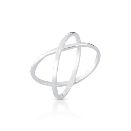 Anel Prata Fio Liso "X"