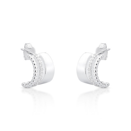 Argola Prata Fita Lisa c/ Fio Cravejado c/ Tarraxa