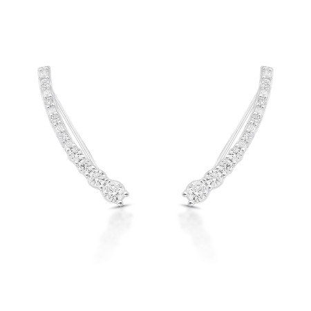 Brinco Prata Ear Cuff Zircônias Decrescentes Cravejadas