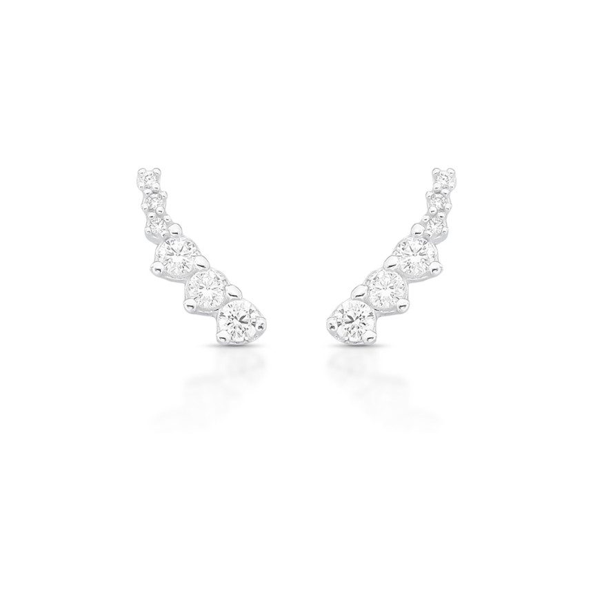 Brinco Prata Ear Cuff 6 Zircônias Decrescentes