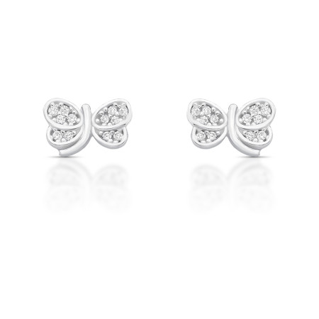 Brinco Prata Fixo "Libélula" Cravejada