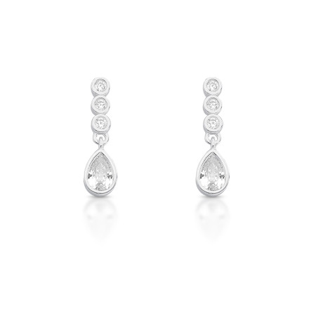 Brinco Prata Gota Suspensa e Zircônias Embutidas