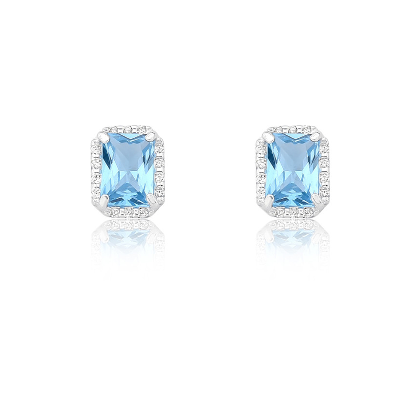 Brinco Prata Zircônia Acqua Retangular