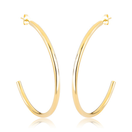 Argola Fio Redondo Tubo (G)  55mm c/ Tarraxa Folheada a Ouro 18k