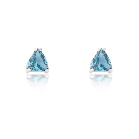 Brinco Prata Fixo Triangulo Zircônia Acqua Escura