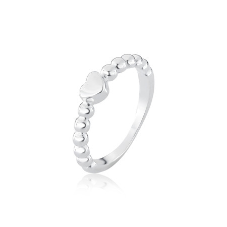 Anel Prata Skinny Coração Liso Aro Pipoca