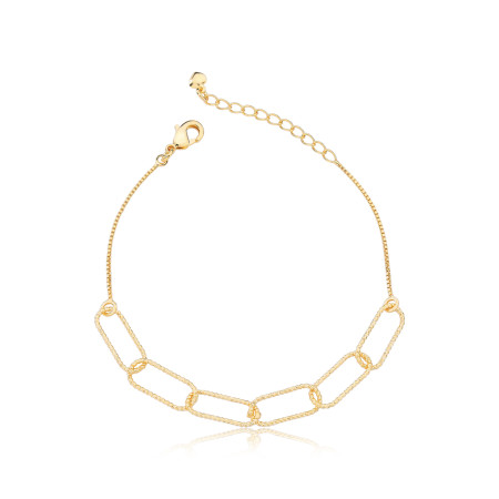 Pulseira Veneziana c/ Elos Diamantados Folheada a Ouro 18k
