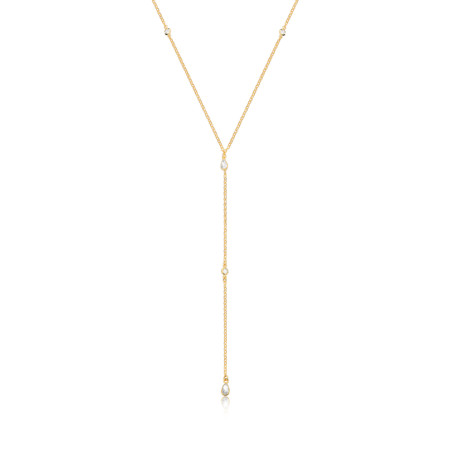 Gargantilha Gravatinha Zircônia Gota Folheada a Ouro 18k